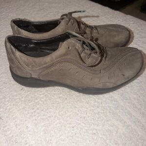 Clarks Wave Walking Shoes Brown Nubuck Lace Up Comfort Rocker Sole Size 8
